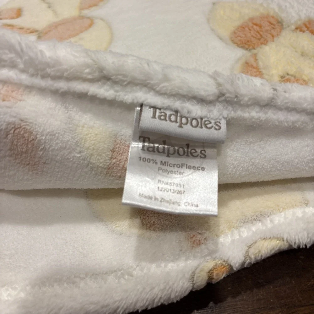 Tadpoles Plush  White Yellow Duck Baby Blanket Security Lovey soft‎